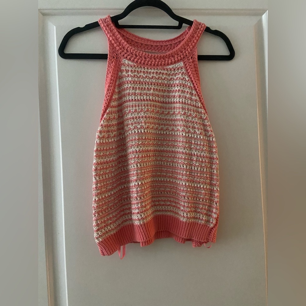 BCBG Generation Coral and White striped knit tank Size L